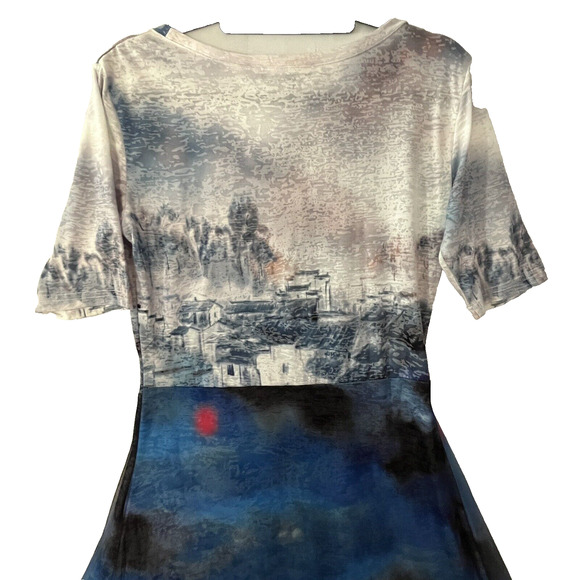 Midi Dress SZ S Sea Ocean Nautical Semi Sheer Mesh Skirt Art to Wear Grunge - Picture 6 of 16